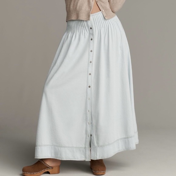 Anthropologie Dresses & Skirts - Anthropologie Pilcro Pintuck Basque-Waist Denim Maxi Skirt Large